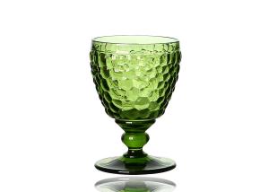 China Vintage Green Hand Pressed Wine Glasses 9oz Crystal Wine Goblets factory