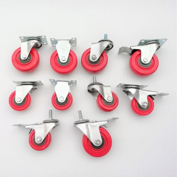 3 4 5inch Industry Wheel Barrow Wheels Double Bearing Red Plastic Wheel Caster