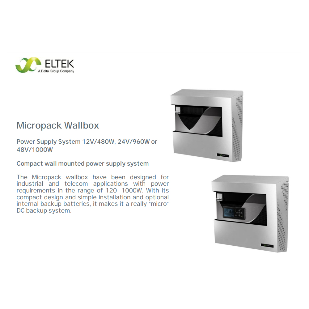 Eltek Micropack Wallbox 12V/480W 24V/960W Telecom Industrial DC Power Supply