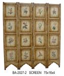 Vintage Countryside Carving 4 Panel Folding Screen Wooden Screen Room Divider