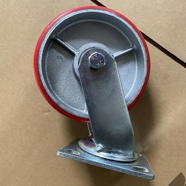 Cast Iron Pu Swivel Heavy Duty Casters 6 Inch Red Solid Industrial Wheel No