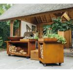 HNJBL Outdoor Cooking Steel BBQ grill Gardern Rust Corten Steel Fire Pit BBQ