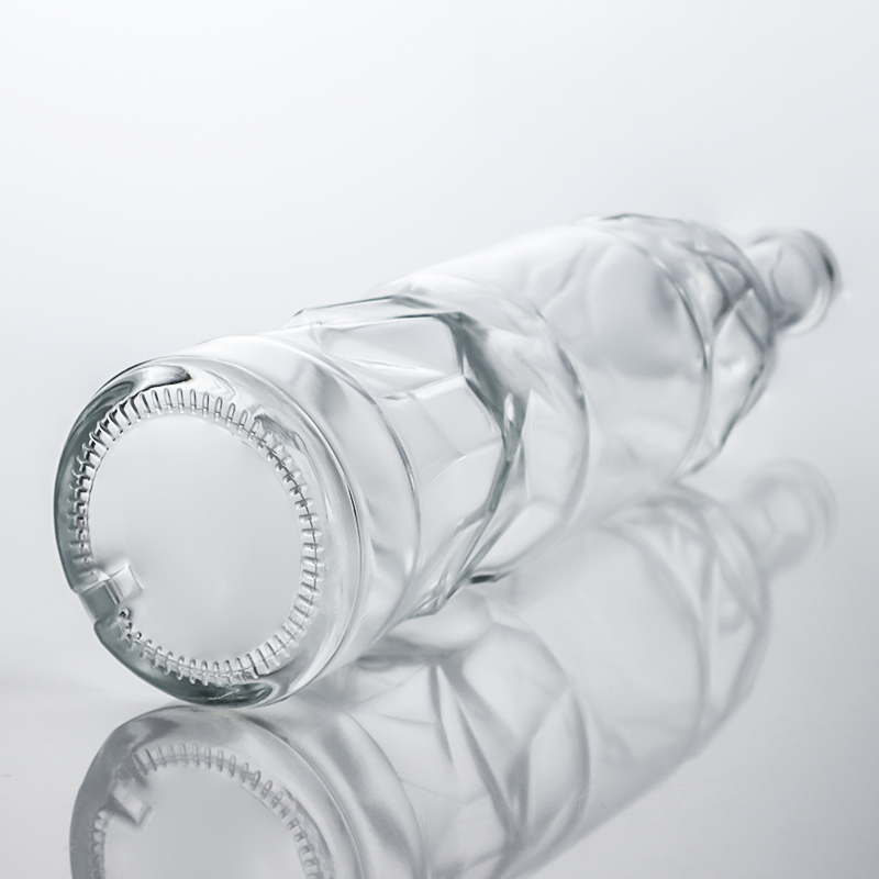 Highly Durable Liquor Glass Bottle with Embossed Pattern and Cork Stopper Perfect