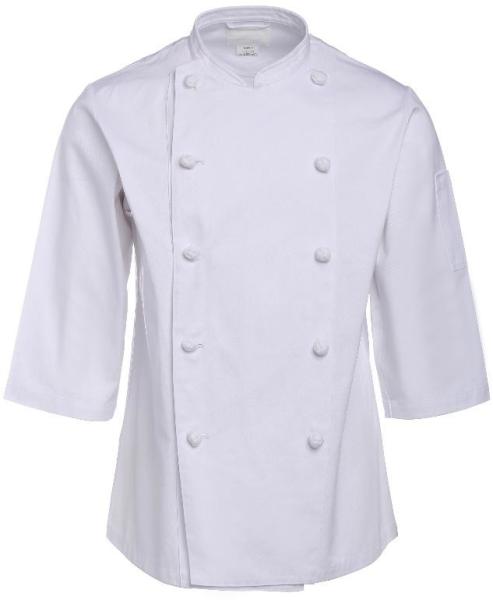 195 GSM Three Quarter Sleeve Coat Twill 2/1 White Chef Uniform Wrinkle-free Anti