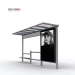 Safety Glass Flat Roofed Smart Bus Shelter Impact Resistant With CLP