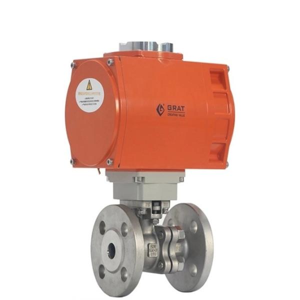 IP68 2 Way Motorized Stainless Steel Ball Valve Flange Connection PTFE Sealed