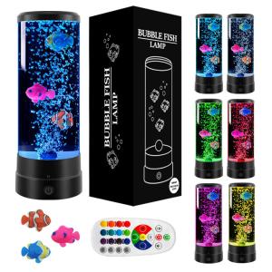 China RoHs Usb LED Jellyfish Lamp 12 Inch Cylindrical Bubble Fish Lamp 7 Color factory