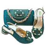Green Ladies Shoes for Party Supoo Wedding Shoes Matching Bags African Lower