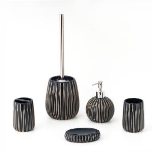 China Bathroom Accessories Set Ceramic Foam Soap Dispenser Toothbrush Holder factory