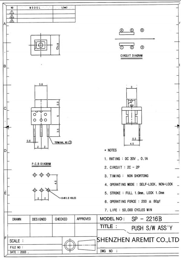 Self-lock Switch SP-2216B