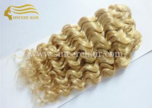 China 30 CM Blonde CURLY Hair Weft Extensions for Sale, 12 Inch Blonde #613 Curly Remy Human Hair Weave Extension for Sale factory