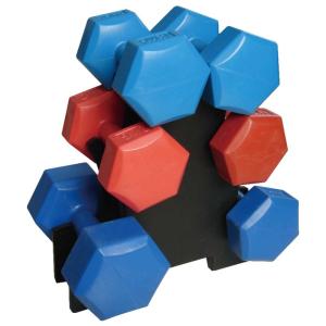 China Colorful Cement Vinyl Weightlifting Dumbbells Set With Rack Customized factory