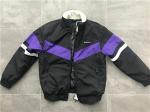 Men ' S Black Polyester bomber Jacket With Purple Insertion And Milk Sherpa