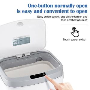 16L Button Control Smart Sensor Waste Bin Stereo Dual Mode Sensing with Night