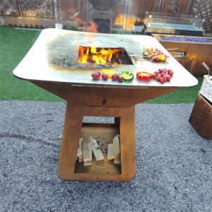 China CE Certification Rusty red Corten Steel Bbq Grill Wood Fired Customized factory