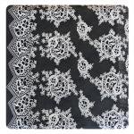 Beautiful Black Floral Polyester Cotton Lace Fabric , Fashion Swiss Lace Fabric