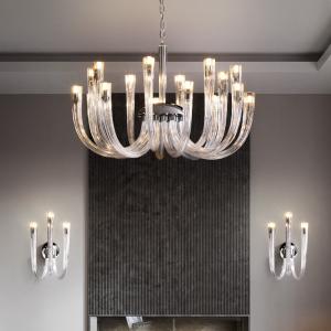 China Post Modern Light Luxury Flower Glass LED Pendant Light Living Room Dining Room Bedroom Chandelier factory