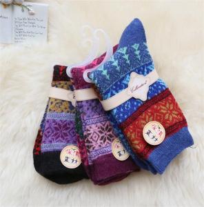 China 2015 Newest christmas tree design dri-fit winter wool thick dress socks for women factory