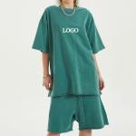 Men's Custom Logo Oversized 100% Cotton Sportswear Tracksuit T-shirt and Shorts