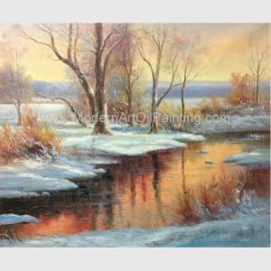China Classical Winter Snow Handmade Scenery Oil Painting for Home Decorative factory