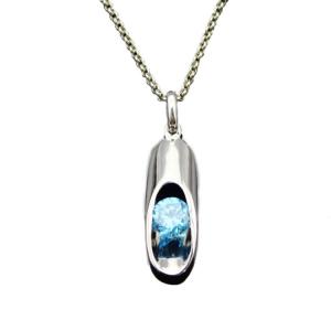 China 925 Silver 6mm Blue Topaz Cubic Zirconia Drop Pendant (YAQA1003) factory
