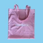 Pink Velvet Shopping Tote Bag Reusable Standard Size Custom Logo Printed