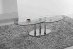 Folding Modern Glass Oval Dining Table Tempered Glass Stainless Steel Frame