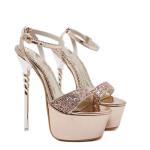 Ankle Strap 125mm Platform Heel Shoes Glitter Platform Stiletto High Heels