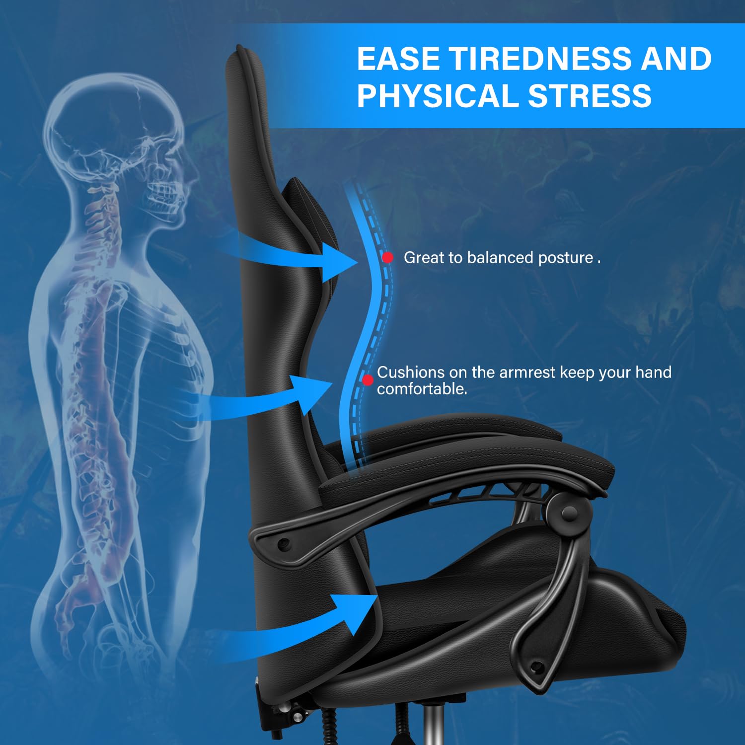 Directly Sell Gaming Chair with Adjustable Features 21"D x 46"W x 23"H Mail Packing Y