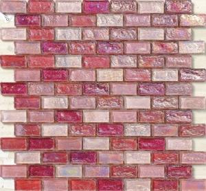 China Elegant rose red water waving glass mosaic tile for boutique decoration factory