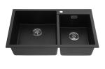 Stain Resistant Black Double Bowl Flush Mount Composite Granite Kitchen Sink