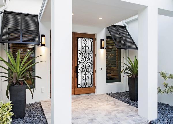 Prevent Freezing﻿ Tempered Wrought Iron Door Glass Silk Screening Great Security