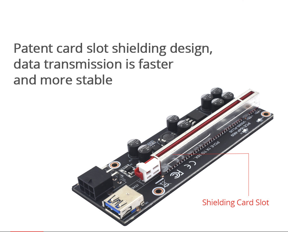 PCI Express 009S Plus Pcie Riser Cards 1x 16x USB3.0 Extension