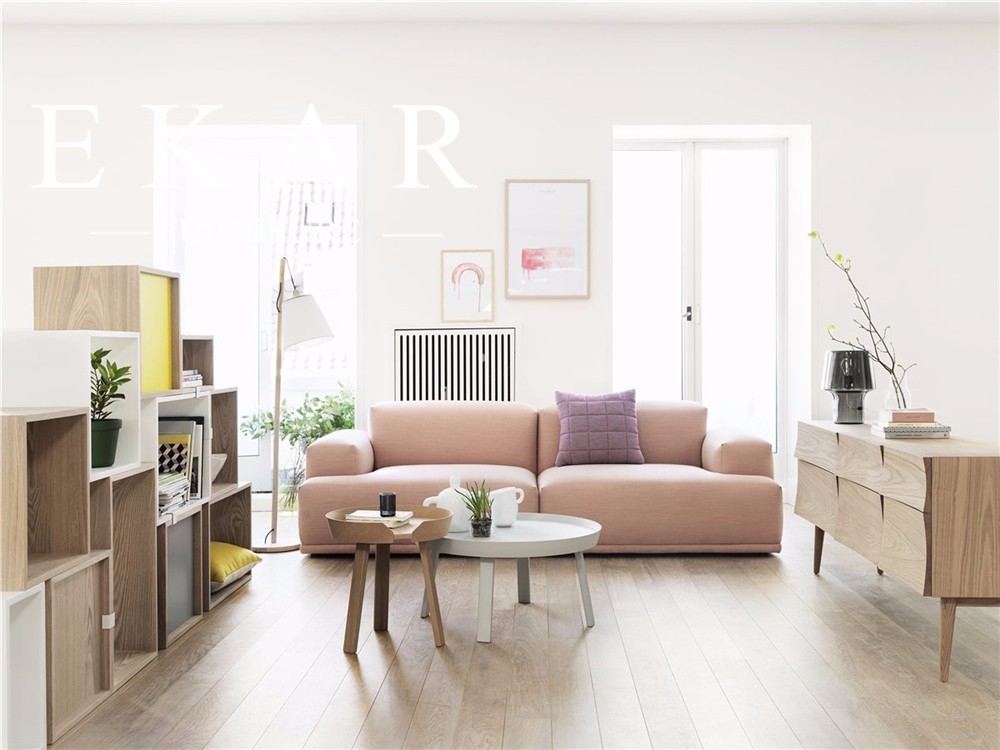 European Contemporary Style Furniture Pink and Grey Fabric Morden Sofa Set ZZ-T-35
