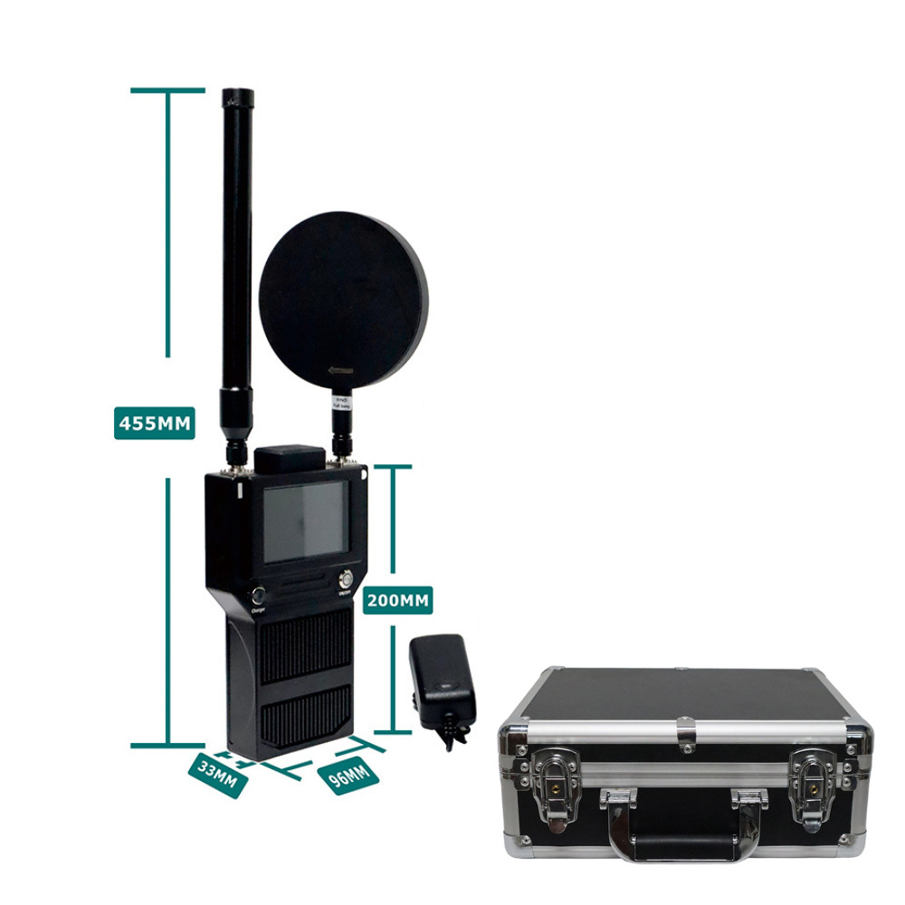 Portable 3KM FPV DJI Drone Detector 400MHz 2.4GHz 5.2G 5.8G Handheld Detection