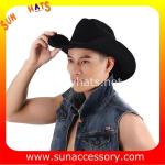 0372 wool felt cowboy hats for mens, black western cowboy hats