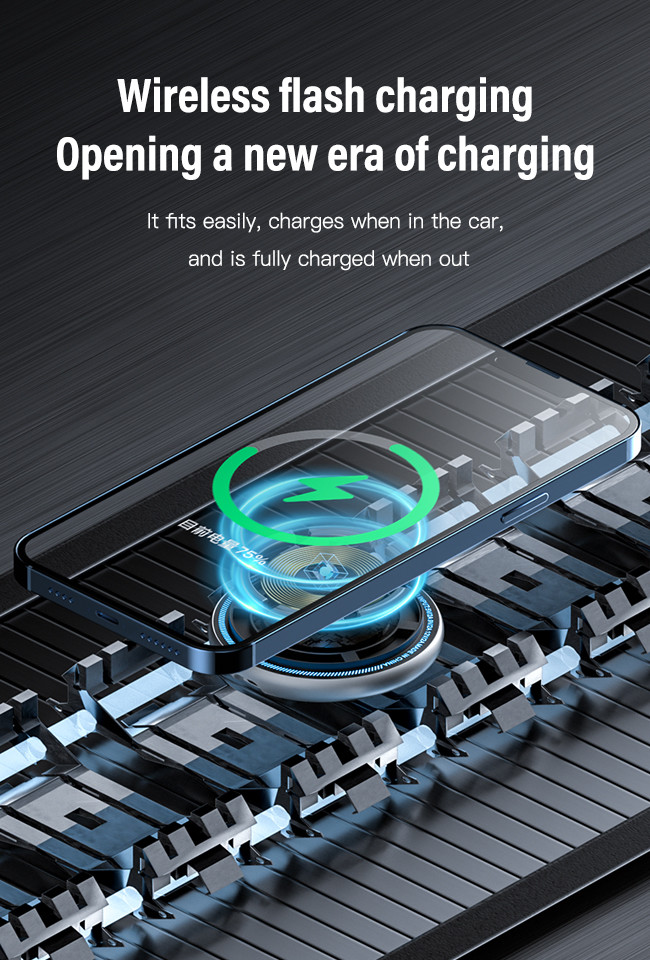 Metal Magnetic Wireless Charger Car Phone Holder With Running Light Character Light And Strong Magnetism For Automotive