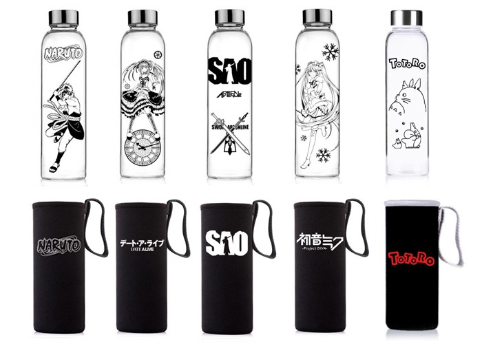 Transparent Empty Unbreakable Glass Water Bottle 450ml With Round Cap