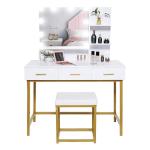 BSCI Certified MDF Wood Touch Screen Mirrored Dresser Table With Led Lights