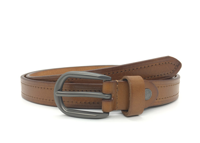 Adjustable Skinny Coffee / Brown Leather Dress Belt ,New Style Genuine Leather Women Belt