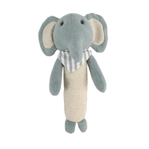 Gift Newborn Handbell Plush Animal Stuffed Educational Musical Rattle Toy Blue