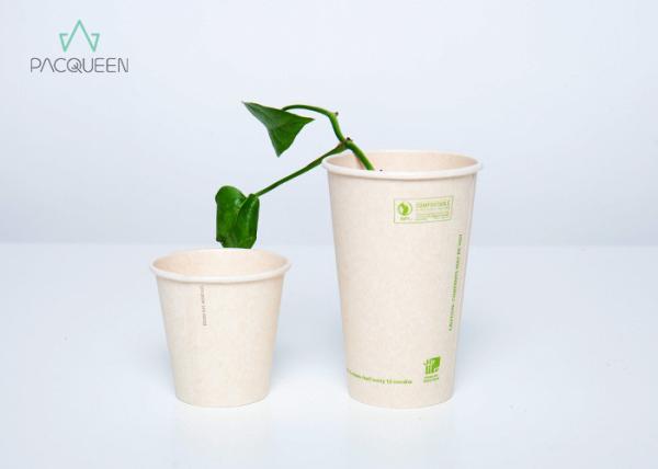 Compost Certified Compostable Paper Cups Poly Lactic Acid Coated Natural Fiber