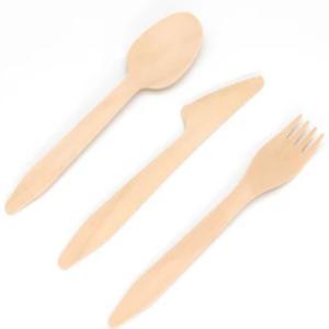 China Disposable Biodegradable 185mm Wooden Strong Knife Fork And Spoon Old Style factory