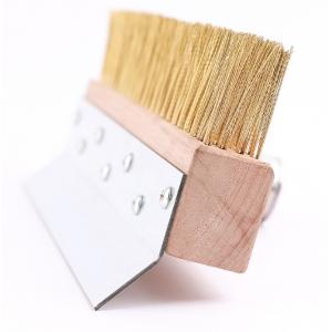 China Pizza Oven Brush 58cm Aluminium Handle Pizza Oven Brush with Brass Bristles and Steel Scraper Pizza Brush Scraper and Cleaner on sale