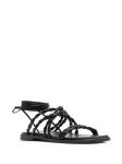 Black Satin 9.5inch Leather Ankle Strap Sandals Open Toe Customized