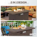 Stocked Outdoor Indoor Patio Garden Rectangular Propane Gas Fire Pit Table