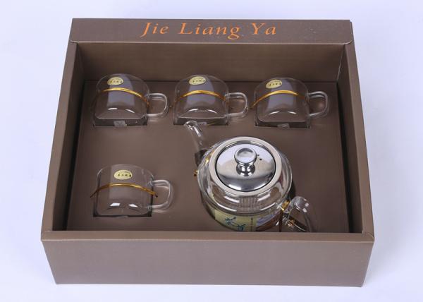 High Grade Glass Tea Infuser Teapot With Warmer And 4 Cups 21oz / 600ml Pot