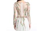 Sheer Prom Celebrity Lace Appliques Long Sleeve Evening Gowns Anti - Wrinkle
