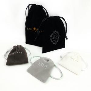 China Custom Order Accepted Gold Stamping Hot Foil Drawstring Velvet Jewelry Pouch factory