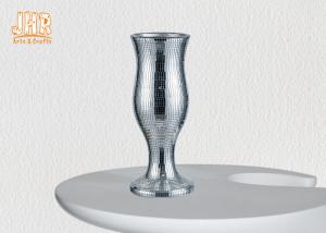 China Decorative Indoor Small Fiberglass Planters Table Vases Silver Mirror Mosaic Finish factory